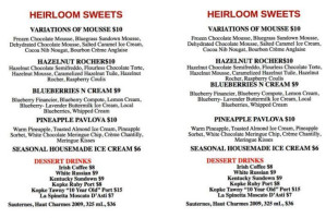 Heirloom Midway menu