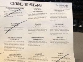 Clandestine Brewing menu