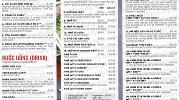 Pho Tastic Vietnamese menu