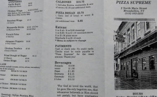 Pizza Supreme menu