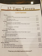 32 Taps Tavern Grafton Hall Banquet Centers menu