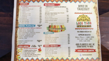 Taco Loco Taquiera menu