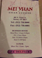 Mei Yuan menu