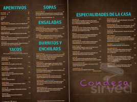 Condesa Mexicano Warwick menu