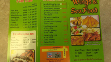 Wings Seafood menu