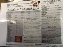 Big Guy's Pizza menu