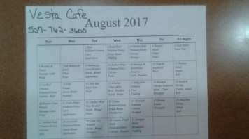 Vesta Cafe menu