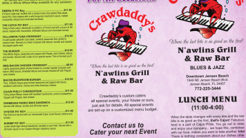 Crawdaddy's menu
