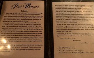 Paul Manno's menu