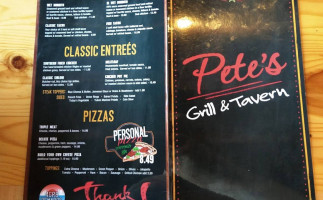 Pete's Grill Tavern menu