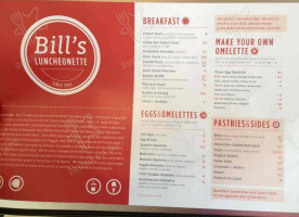 Bill's Luncheonette menu