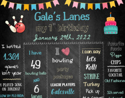 Gale's Lanes menu
