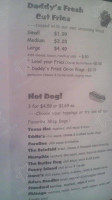 Daddy's Main Street Hot Dog menu