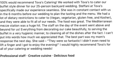Tova's Catering, Inc. outside