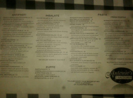 Antonios Trattoria menu