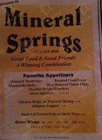 Mineral Springs Pizza Pub Grill menu