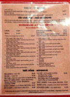 Pho VN One menu