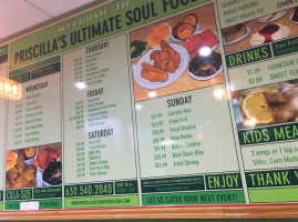 Priscilla's Ultimate Soulfood Cafeteria menu