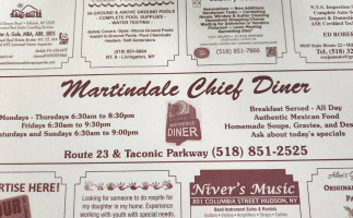 Martindale Chief Diner menu