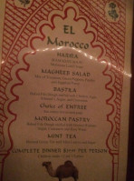 El Morocco menu