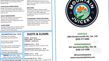 Mountain Juicery menu