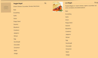 The Bagel Cafe menu