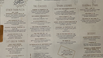 Spark Pizza menu