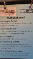 The Silver Spike Grill menu