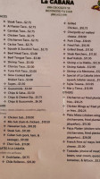 La Cabaña Y Taqueria menu