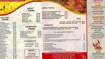 Lakrasa Sri Lankan Cuisine Catering Service menu