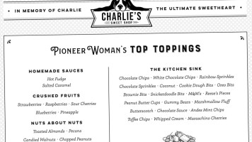 Charlie's Sweet Shop menu