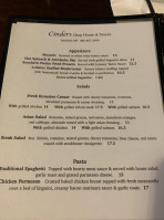 Cinders Chop House menu