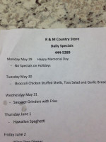 R&m Country Store menu