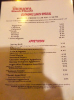 Okinawa Sushi Steakhouse menu