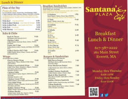 Santana's Plaza Cafe menu