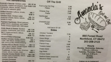 Amanda's Deli Grill menu
