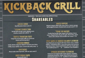 Kickback Grill menu