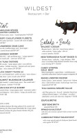 Wildest Restaurant Bar menu