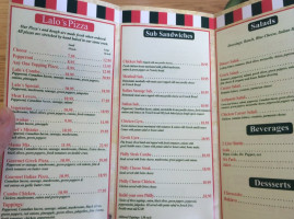 Lalo's Pizza Take Out menu