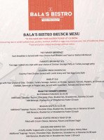 Bala's Bistro menu