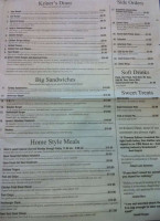 Kriner's Diner menu