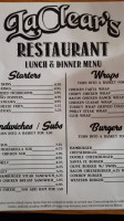 Laclears Tavern Eatery menu