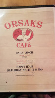 Orsak's Cafe menu