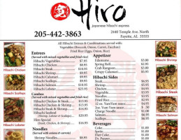 Hiro Japanese Hibachi Express menu