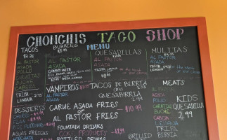 Chonchis Taco Shop menu