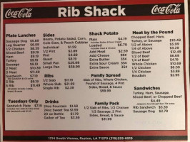 The Rib Shack menu