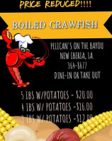 Pelican's On The Bayou menu