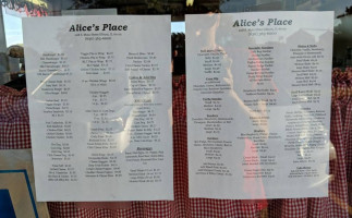 Alice's Place menu