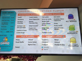 Artesana Ice Cream menu