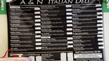 A N Italian Deli menu
